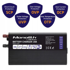 Qoltec Inteligentna ładowarka do akumulatorów LiFePO4 AGM GEL SLA 20A 24V