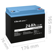 AKUMULATOR BATERIA LITOWA QOLTEC LiFePO4 12.8V 12V 24AH (24A) BMS 2.8KG
